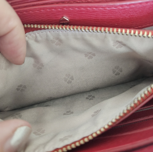 Kate Spade Cream Zipper Wallet with Red Apple Design - Picture 10 of 10